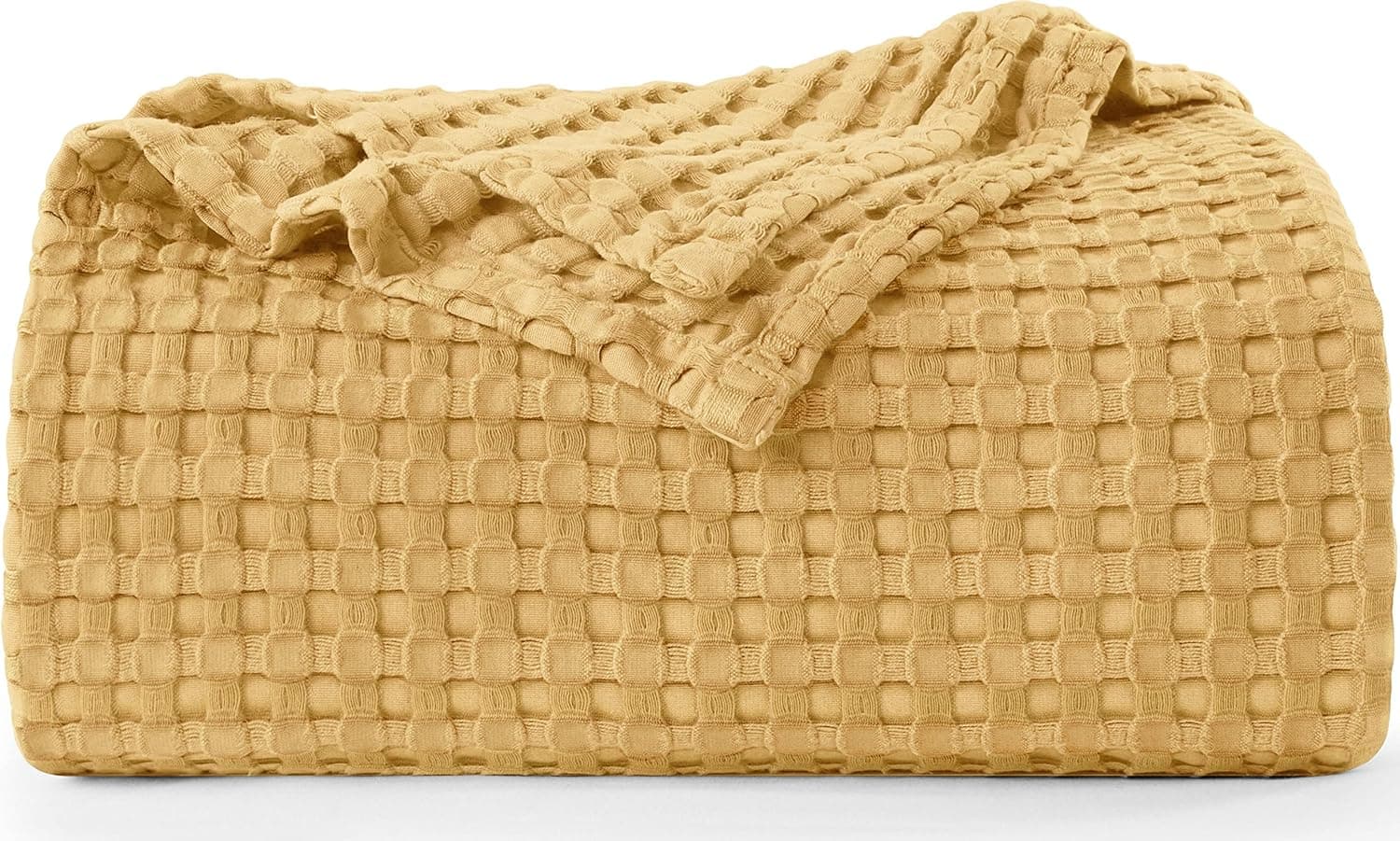 Utopia Bedding Cotton Waffle Blanket 300 GSM (Tan - 90x108 Inches) Soft Lightweight Breathable Bed Blanket King Size Layering Any Bed for All Season