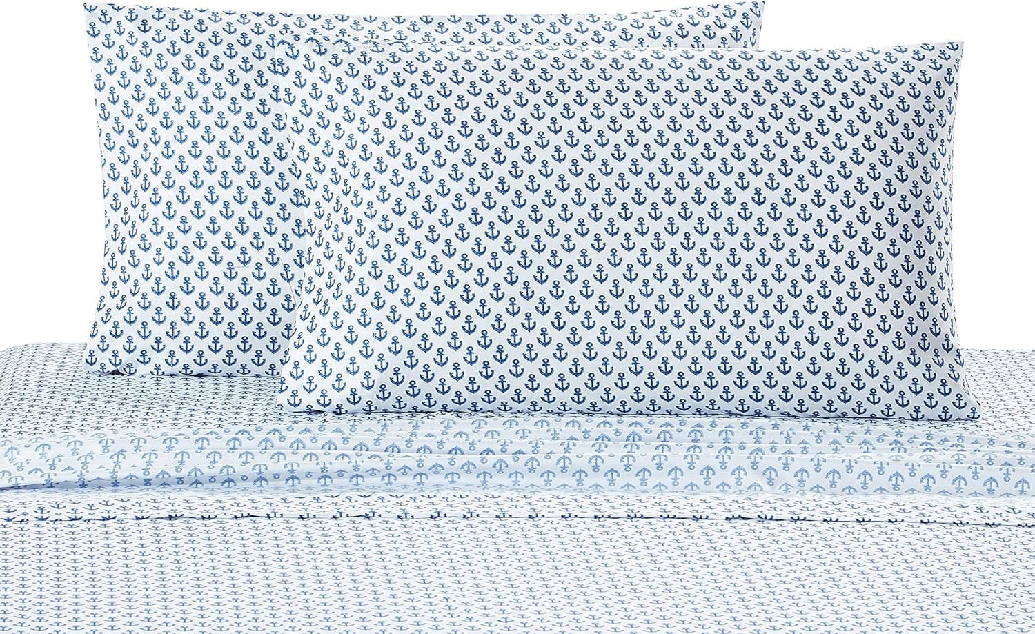 Seaside Resort Beach Themed Sheet Set, Twin, Anchors