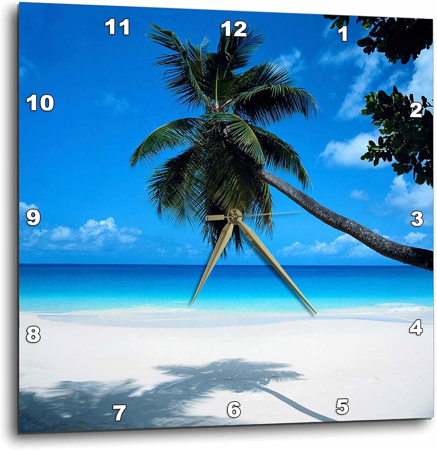 3dRose DPP_50951_3 Tropical Paradise Awaits Wall Clock, 15 by 15-Inch