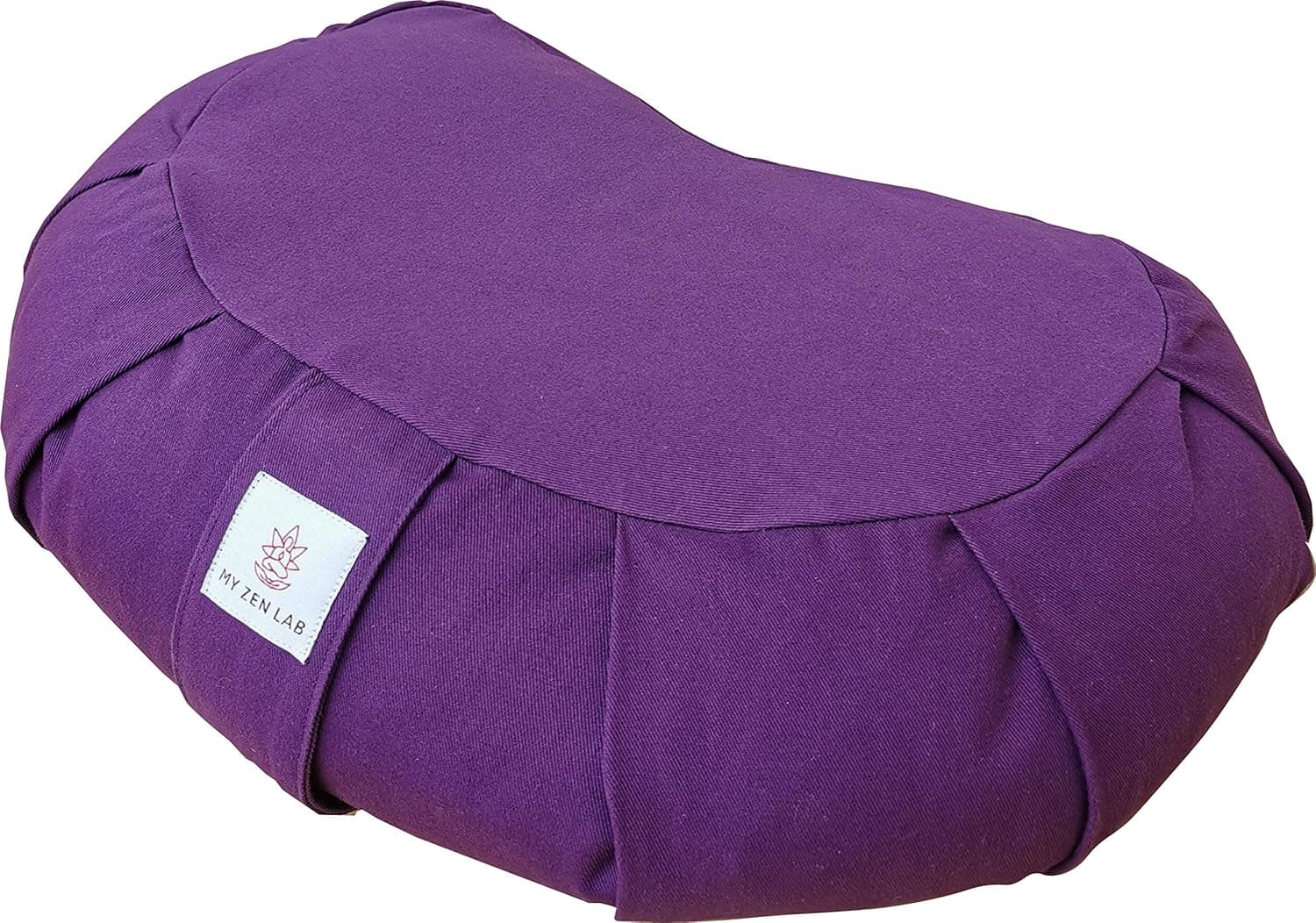 My Zen Lab Meditation Cushion - Best Comfort and Support - Meditation Pillow or Yoga Bolster - Large Size and Adjustable Firmness – 100% Cotton & Buckwheat Filling - Crescent