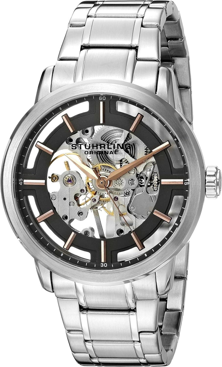 Stuhrling Original Men's 394.331154 Classic Winchester Pro Mechanical Hand Wind Skeleton Grey Dial Watch