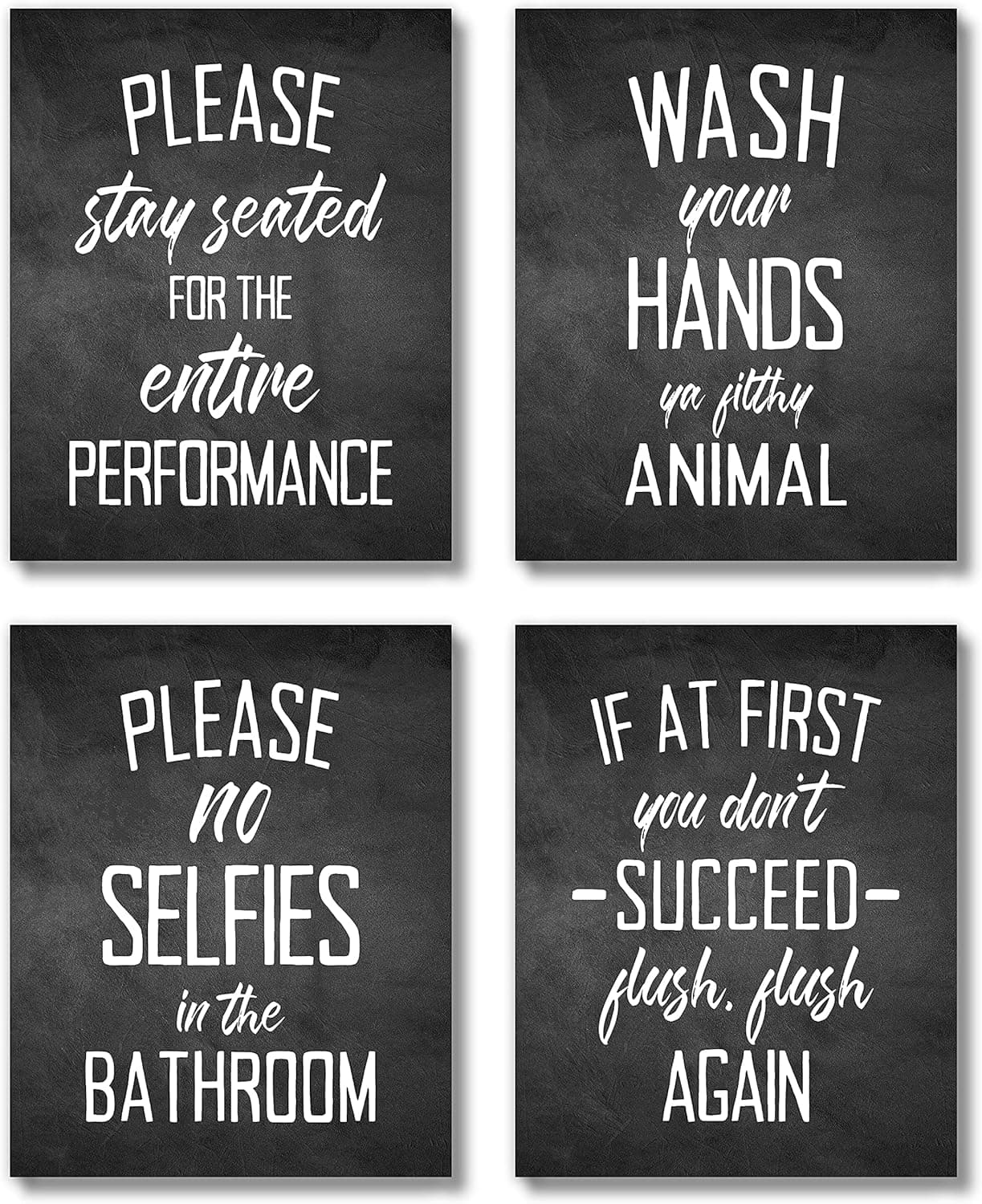 Brooke & Vine Funny Bathroom Decor Wall Art Prints (UNFRAMED 8 x 10) Restroom Powder Room Wash Laundry Room Hip Hop Wall Decor Signs Posters (Wash Your Hands - Black Chalkboard)