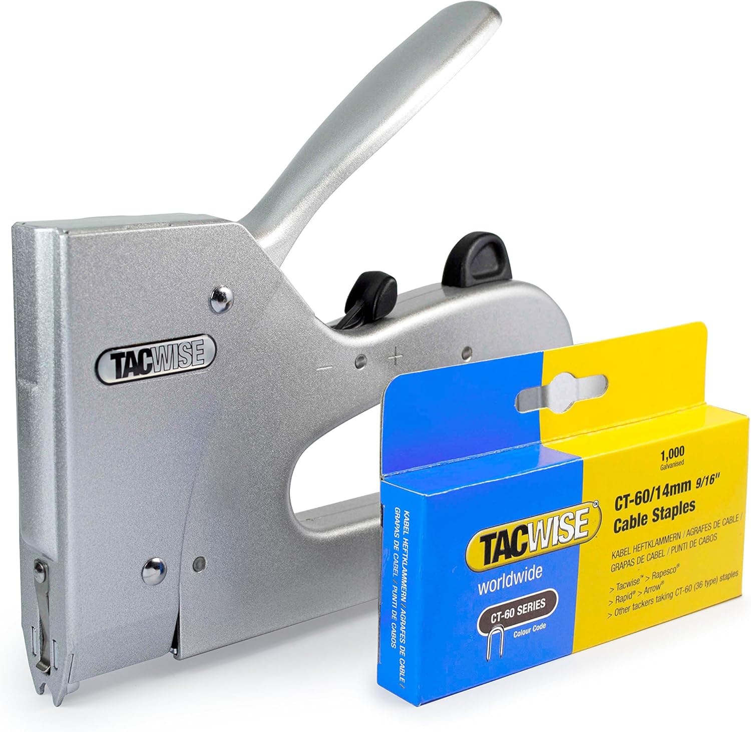 Tacwise 1247 Combi Cable Staple Gun and CT60/14mm 1000 Pack Bundle (1247)