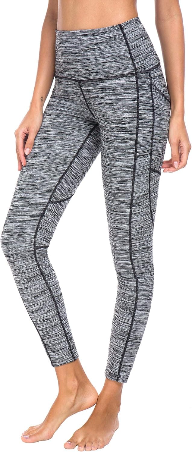 Sugar Pocket Women's Ankle Running Leggings Yoga Pants with Side Pocket M(Grey)