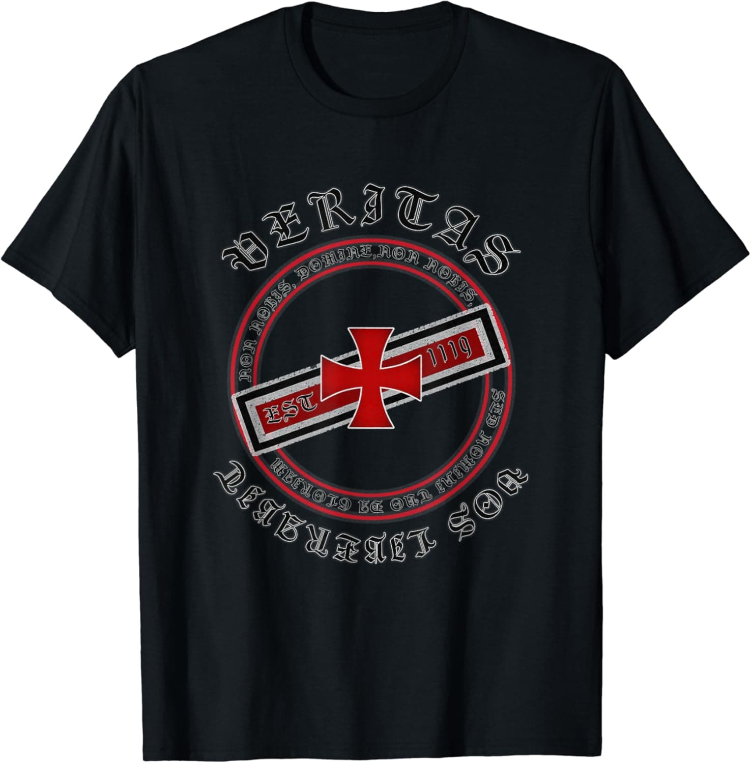 Distressed Knight Templar T Shirt - Veritas vos liberabit