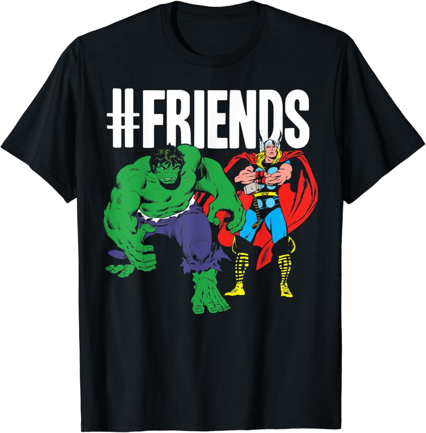 Marvel Thor and Hulk #FRIENDS Classic Retro Graphic T-Shirt T-Shirt
