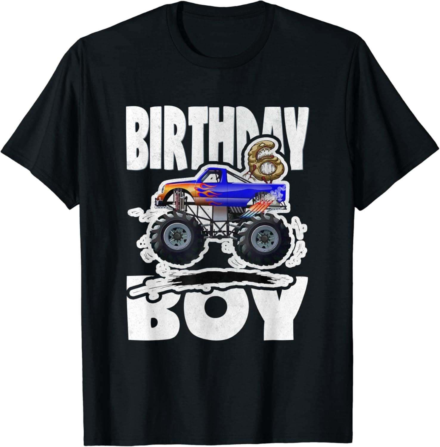 Sixth Birthday Boy Big Monster Truck & Creepy 6 T-Shirt