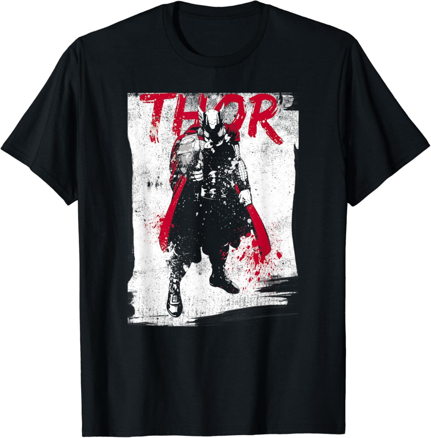 Marvel Avengers Classic Thor Grunge Paint Splatter Poster T-Shirt