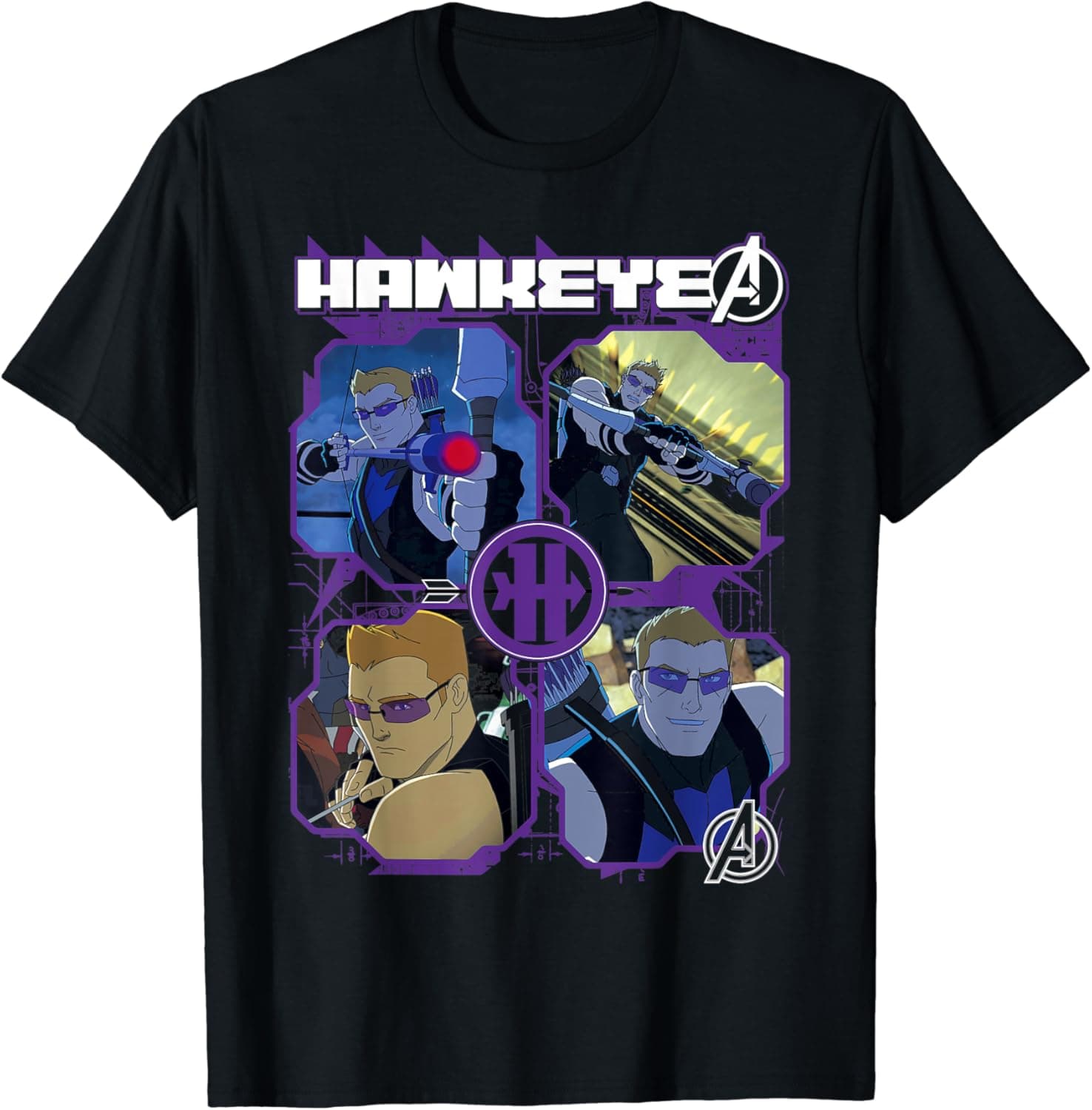 Marvel Hawkeye Avengers Assemble Four Square Tech T-Shirt T-Shirt