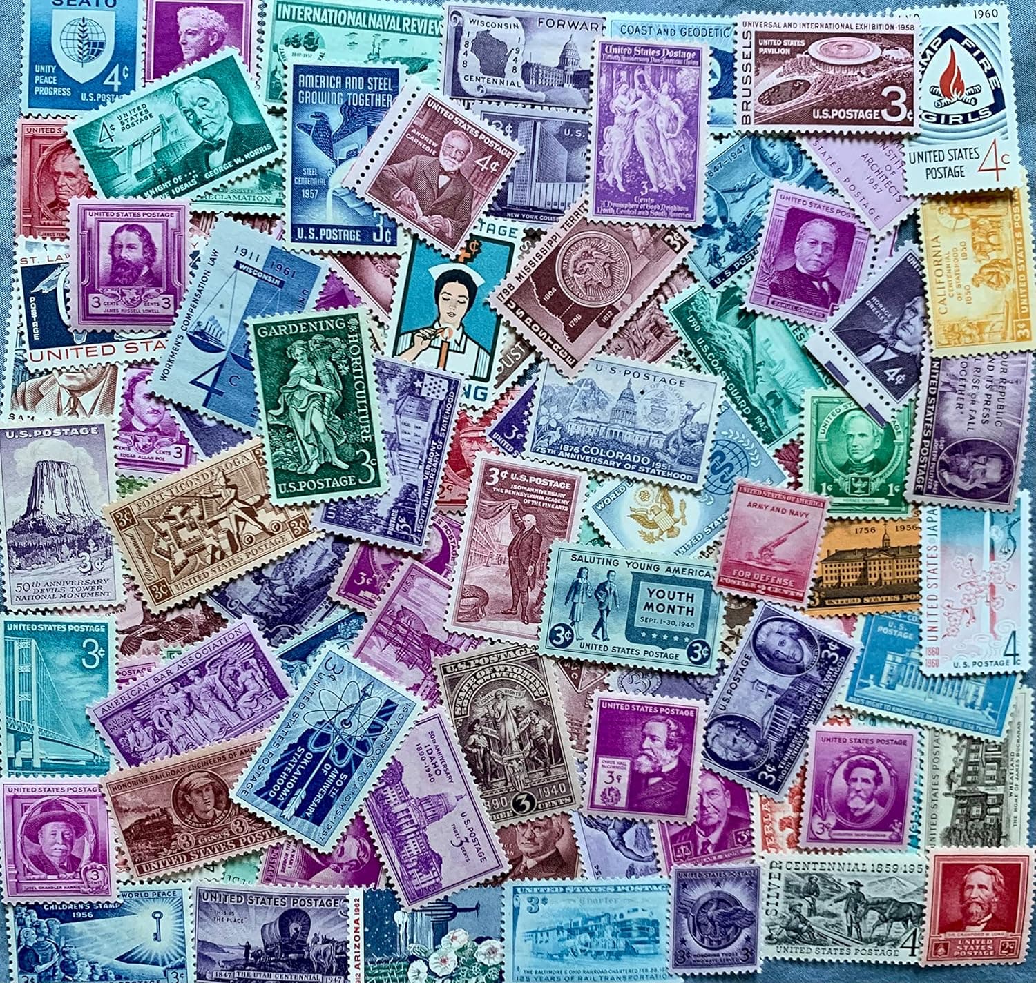 50 Pieces Mint U.S. Collectible Postage Stamp , All different