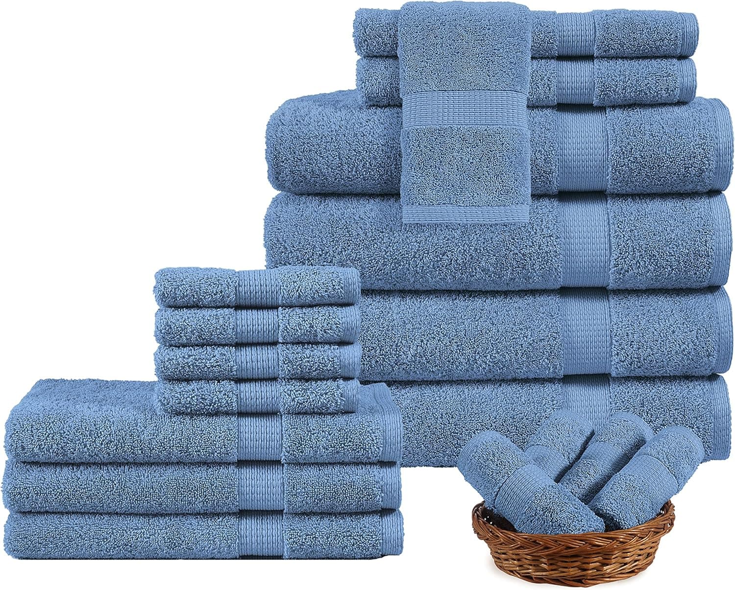 LANE LINEN Cotton Bath Towels for Bathroom Set-18 PC Bathroom Towels Set-4 Bathroom Towel Set, 6 Hand Towels for Bathroom, 8 Washcloths, Soft Turkish Towel Sets for Bathroom - Allure
