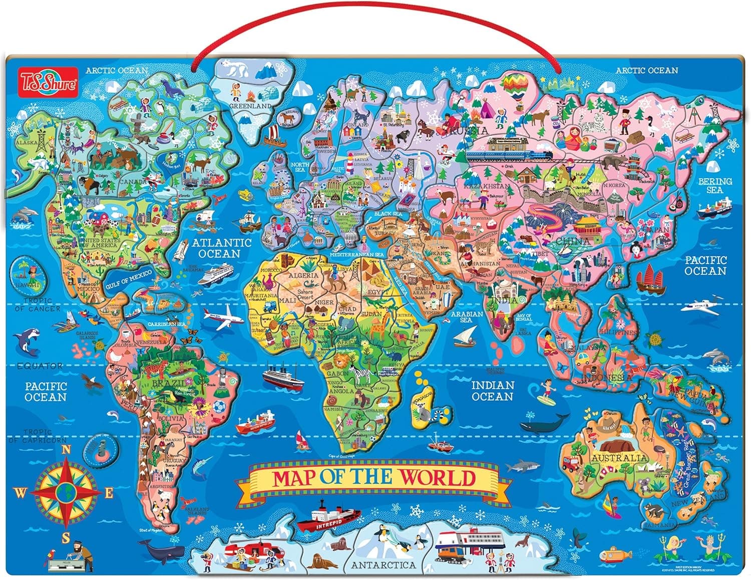 T.S. Shure Wooden Magnetic World Map Puzzle