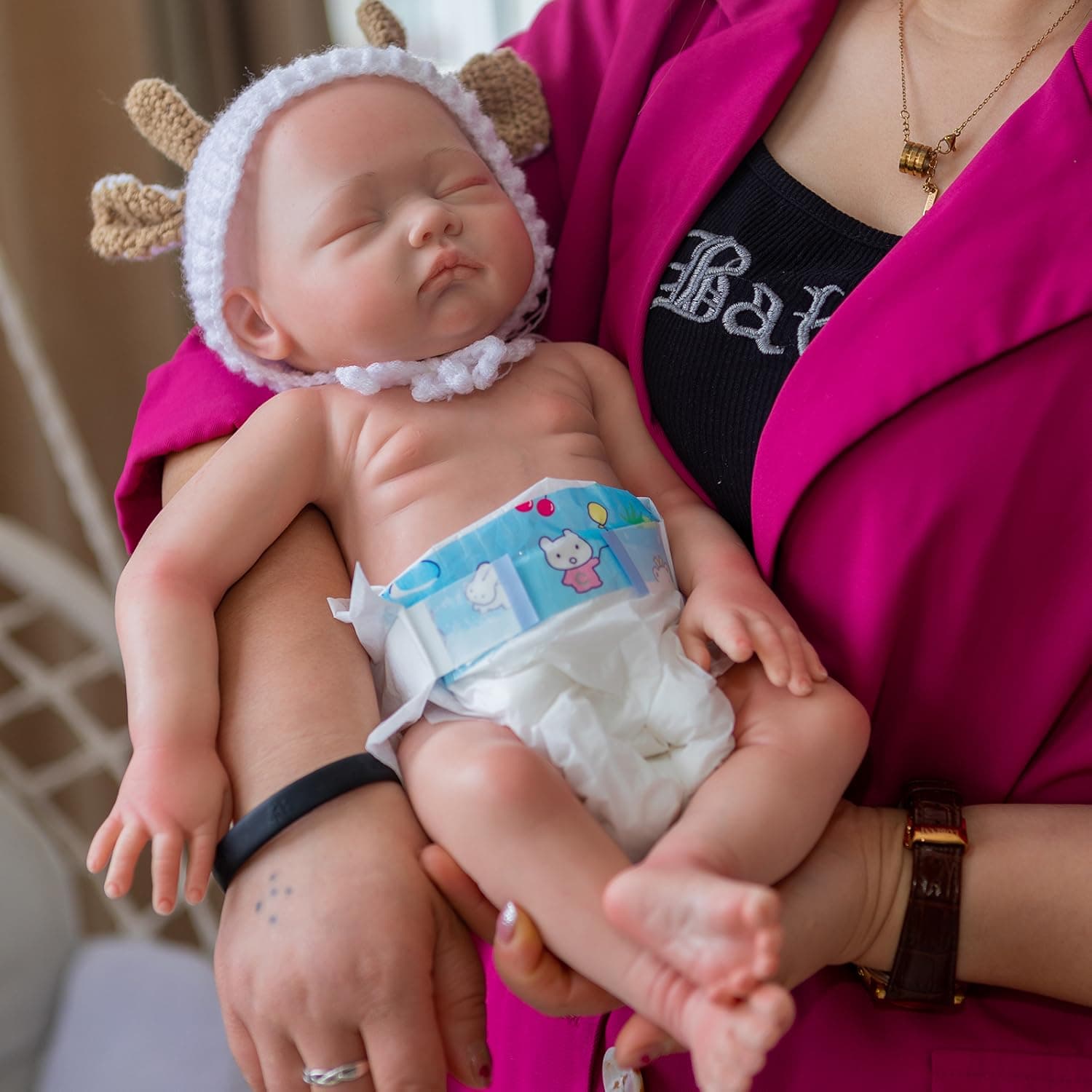 OCSDOLL Realistic Newborn Baby Doll 19inch 6.5Lbs Platinum Liquid Full Solid Soft Silicone Reborn Baby Doll Girl Lifelike Baby Doll Weighted Sleeping Doll Closed Eyes (19inch)