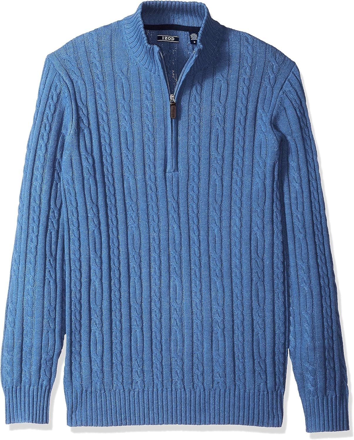IZOD Men's Premium Essentials Solid Quarter Zip 7 Gauge Cable Knit Sweater