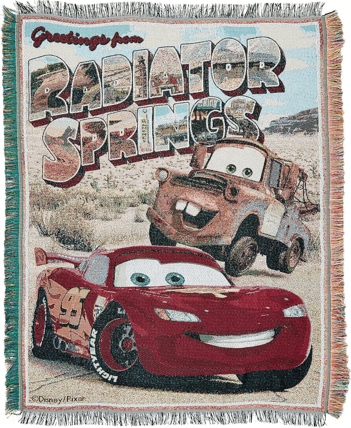 Disney-Pixar's Cars, "Greetings from Radiator Springs" Woven Tapestry Throw Blanket, 48" x 60", Multi Color