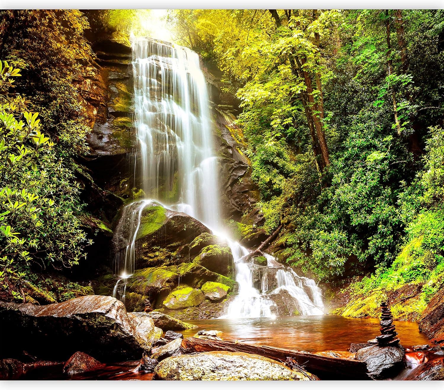 artgeist Wall Mural Waterfall 116x83 in - Peel and Stick Self-Adhesive Wallpaper Removable Large Sticker Foil Wall Decor Print Picture Image Design Landscape Nature Forest c-C-0446-a-a