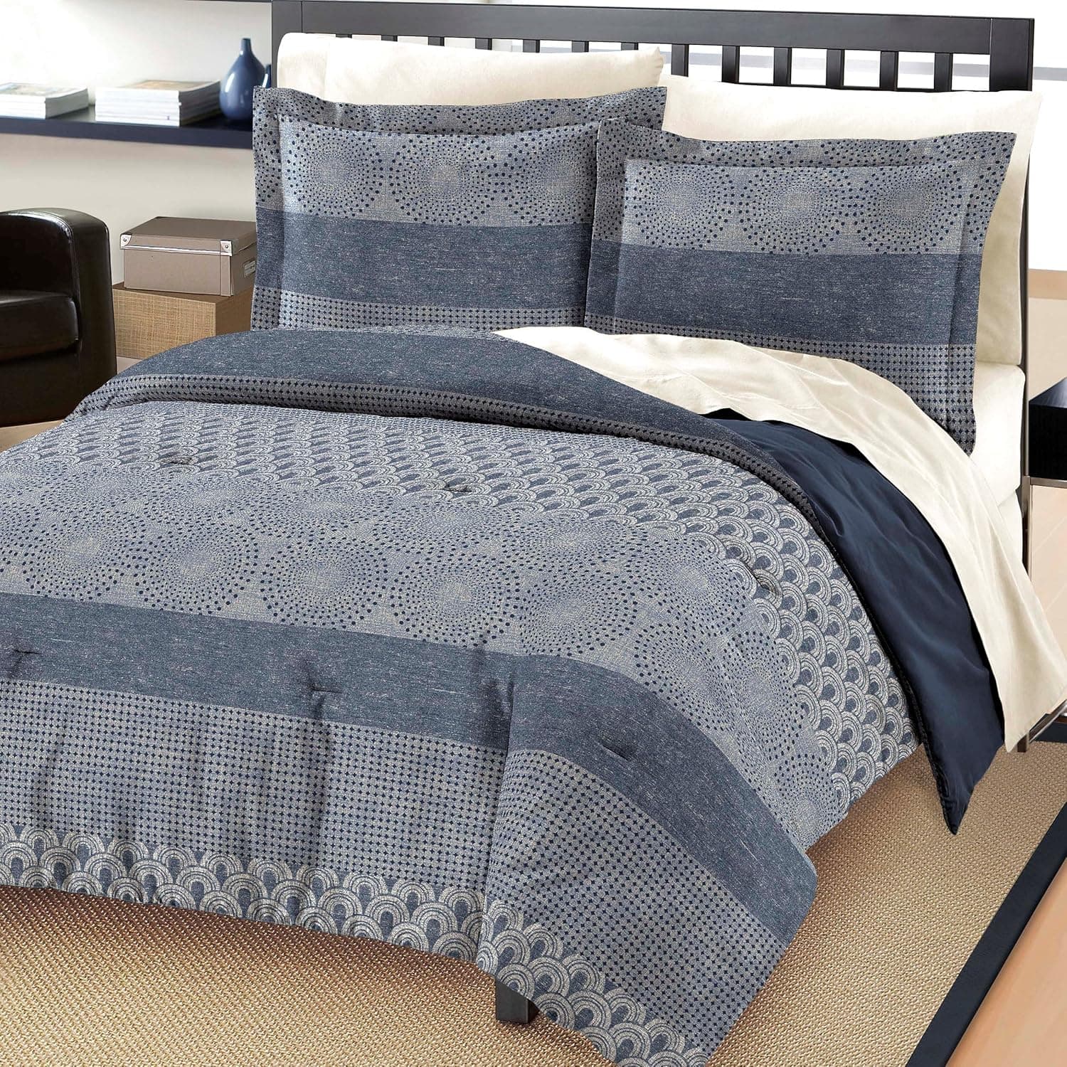 Free Spirit Marina Cotton Comforter And Sham Set, Blue, King
